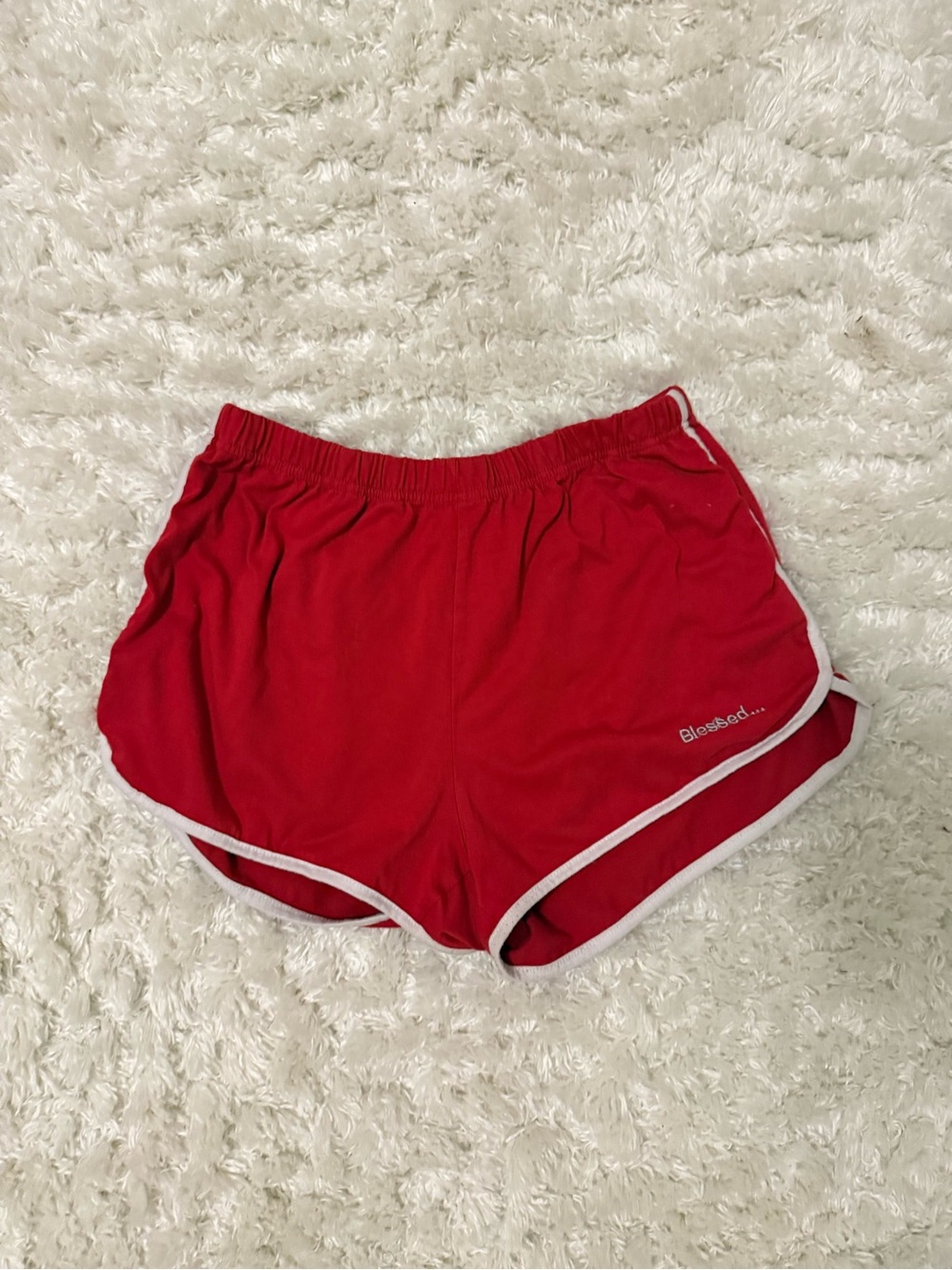 ROMWE Red Athletic Shorts with White Trim